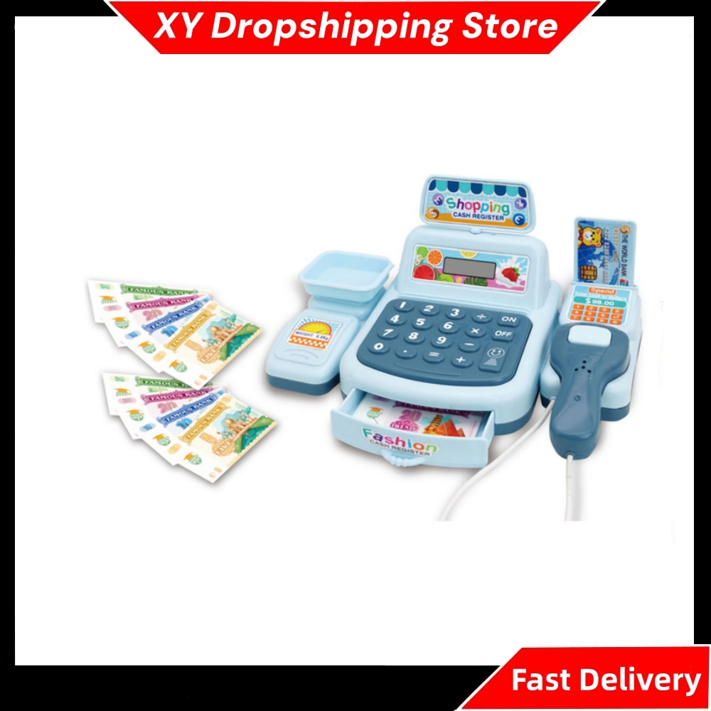 Toy Cash Register - Conjunto de Caixa Registradora de Supermercado,