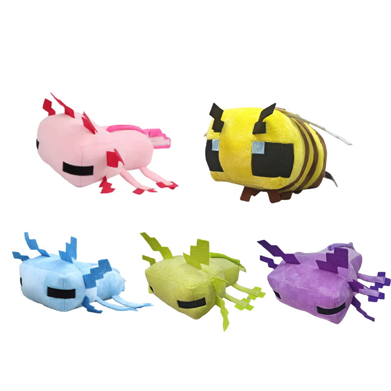 Kids Zombie Toys - Brinquedos de Pelúcia Axolotl, Creeper, Aranha,