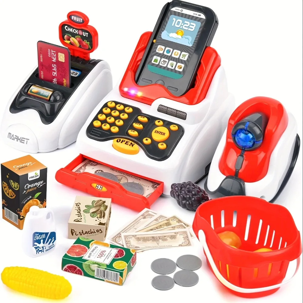 33 peças caixa registradora de - Toy Cash Register avaliação e preço