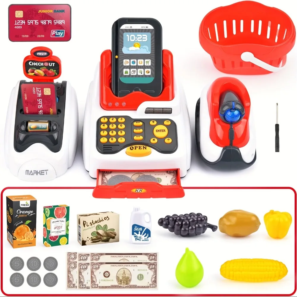 33 peças caixa registradora de - Toy Cash Register avaliação e preço
